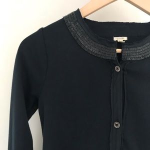 J.Crew Beaded Collar Blue Cotton Cardigan Size XS